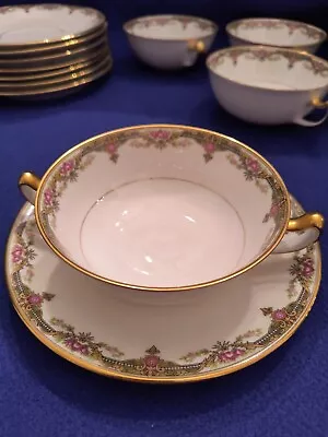 Buy Limoges France Gold Handle Cup And Saucer Vignaud Antique Flower Pattern • 14.48£