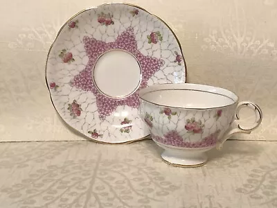 Buy Adderley Tea Cup & Saucer * Bone China * England * Pink Flowers / Star • 13.98£