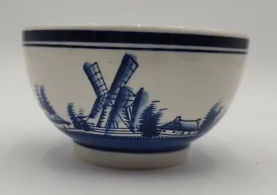 Buy Vintage Blue & White Holland Style Painted Rice/Cereal/Soup Bowl Windmill Ships • 10.45£