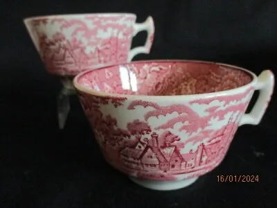 Buy Woods English Scenery Pattern  Pink Tea Cups X 2 • 5.50£