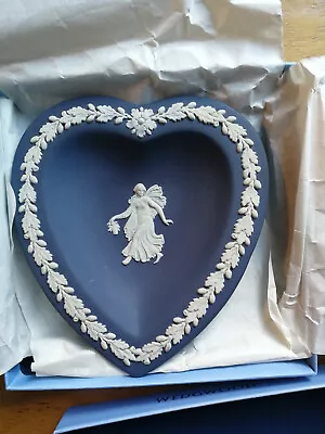 Buy Vintage Wedgewood Jasperware Heart Trinket Dish Lady / Angel, Blue, Boxed • 8£