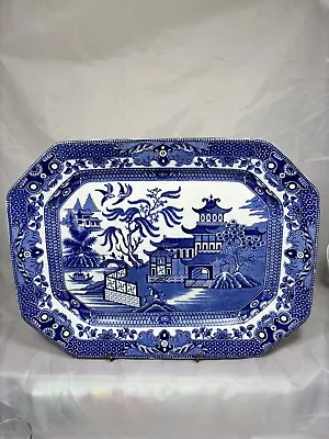 Buy Vintage Burleigh Ware Willow Charger, 34 X 25.8 Cm • 19.99£