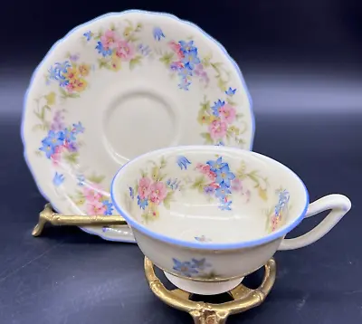 Buy Vintage Thomas Ivory Floral Demitasse Tea Cup & Saucer Set Germany Blue Trim • 9.48£