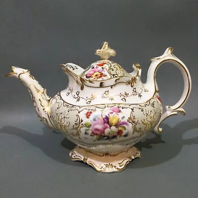Buy Antique Staffordshire Bone China Tea Pot Hand Decorated • 45£