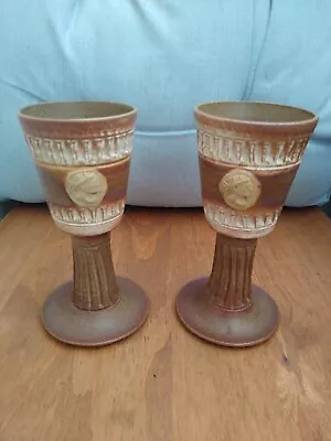 Buy Pair Of Ceramic Goblets, Old Forge Pottery Rowlands Castle, 6  Tall. • 15£