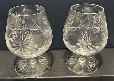 Buy 2 X Star Of Edinburgh Pattern Scottish Crystal Brandy Glasses 12cm • 14.99£
