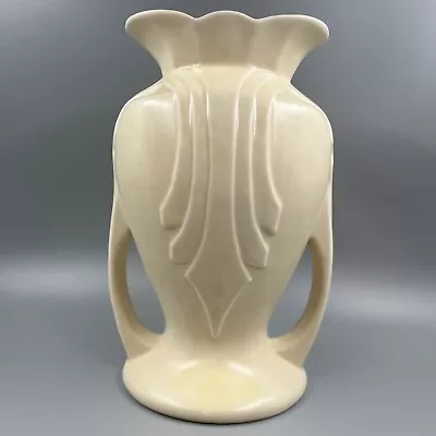 Buy Vintage Hull Art Pottery Cream Vase Urn Granada Handles 49 9 Made In USA 1940s • 35.91£