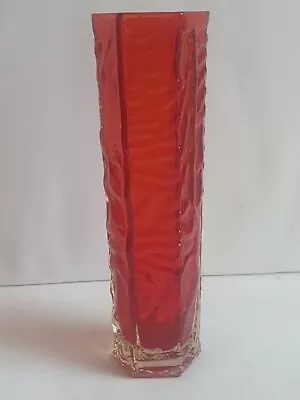 Buy Mid Century Amber Textured Bark Hexagonal Glass Vase Vintage Retro Whitefriars?  • 18£