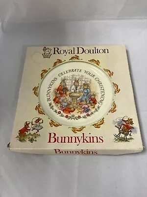 Buy Royal Doulton Bunnykins 1936 Christening China Plate Boxed Art Deco • 15£