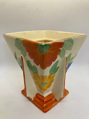 Buy Antique Art Deco Wadeheath Vase In Orange And Cream With Hand Painted Flowers • 29.95£
