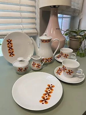 Buy Fun Groovy Porcelain Flowers Mitterteich Bavaria Germany Tea Set 1970 • 86.44£