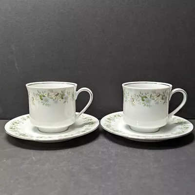 Buy Johann Haviland Forever Spring Cups And Saucers With Silver Trim - Set Of 2 • 4.79£