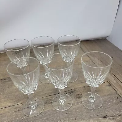 Buy Set Of 6 Cut Glass Decorative Wine Glasses Unbranded 15cm Tall • 14.99£