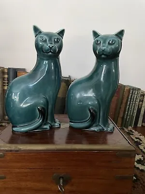Buy Poole Pottery Pair Of Blue Siamese Cats • 75£