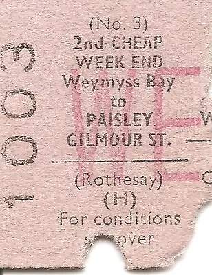 Buy B.R.B. Edmondson Ticket - Wemyss Bay To Paisley Gilmour Street • 0.99£