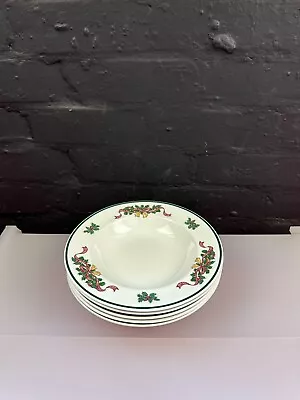Buy 5 X Johnson Brothers Victorian Christmas Rimmed Soup Bowls 22 Cm Wide Set • 44.99£