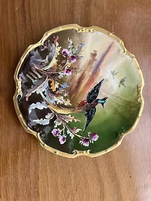 Buy Antique Large Limoges France Handpainted Bird Charger Plate • 113.19£