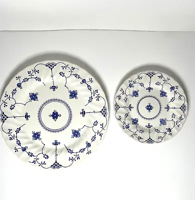 Buy Myott Finlandia Dinner Plate 9 7/8” And 6 3/4” Bread Desert Plate Blue & White • 26.55£