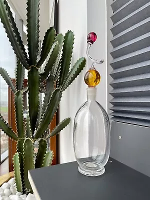 Buy Bob Crooks 'Colourball' British Art Glass Decanter Bottle Amber/Ruby 39.5cm Rare • 200£