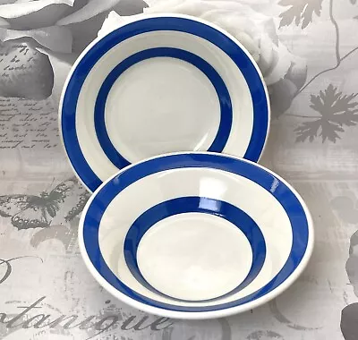 Buy 2 X Vintage Staffordshire Chef Ware Blue & White Striped Cereal Bowls • 10£