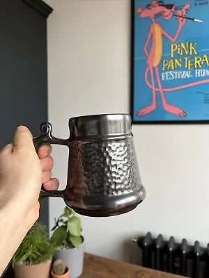 Buy Vintage Prinknash Abbey Pottery Gunmetal Pewter Matt Beer Tankard Mug 12cm Tall • 10£
