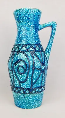 Buy Vintage BAY KERAMIK Handled Turquoise Vase 271-25 West German Pottery 1970s • 65.46£