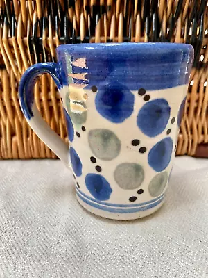 Buy British Studio Art Pottery SPOTTY POLKA DOT Blue Mug Excellent Signed  VGC • 8.99£