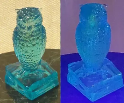 Buy Vintage DEGENHART GLASS OWL On Books Figurine Sapphire Crystal • 31.84£