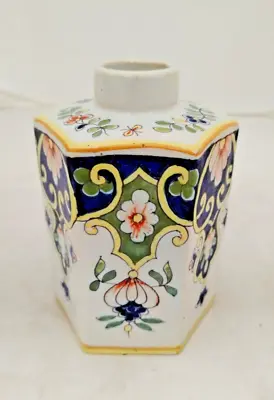 Buy Mosanic Pottery Quimper France 19th Century Hand Painted Tea Caddy • 25£