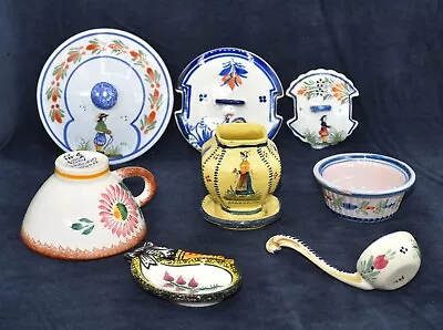 Buy 8 Pieces Antique Vintage Hr Hb Quimper Folk Art Pottery • 10£