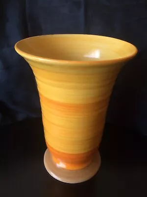 Buy Large Shelley Harmony Vase In Shades Of Orange/Yellow Bands With Brown Base • 35£