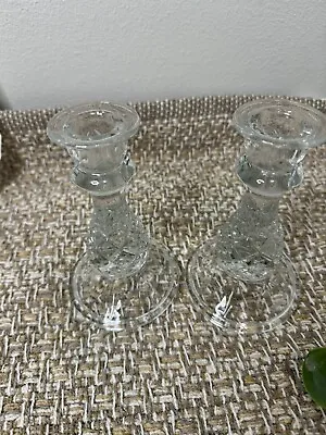 Buy Vintage Traditional Set (2) Clear 24% Lead Crystal Candle Holders -Home Interior • 19.28£