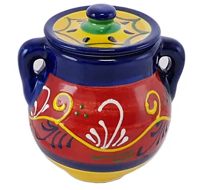 Buy Sugar Bowl With Lid 11 Cm X 10 Cm Traditional Spanish Handmade Ceramic Pottery • 13.99£