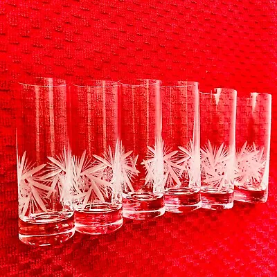 Buy Pinwheel Style Pattern Etched Crystal Shot Glasses - 6 Pcs • 25.86£