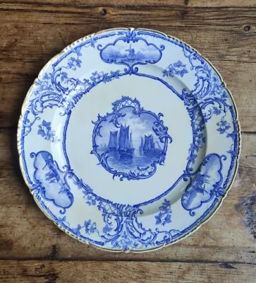 Buy Brown Westhead Moore Cauldon England Delftland Blue & White Ship Dinner Plate  • 9.99£