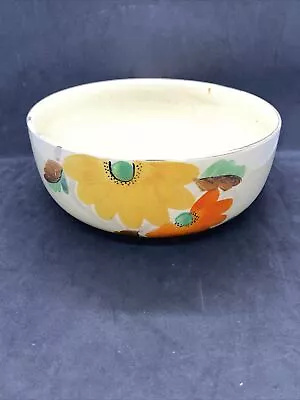Buy Arthur Wood Pottery Bowl 20cm H 8cm D - Yellow And Orange Flowers (b4) • 11.99£