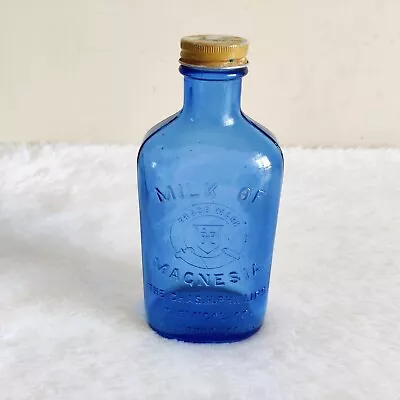 Buy Vintage Milk Of Magnesia Chas.H.Phillips Chemical Co. Blue Glass Bottle G975 • 41.65£