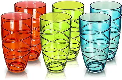 Buy Tall Plastic Tumbler Glass Cup, Acrylic Plastic Cocktail Glasses Set Of 6 • 13.99£