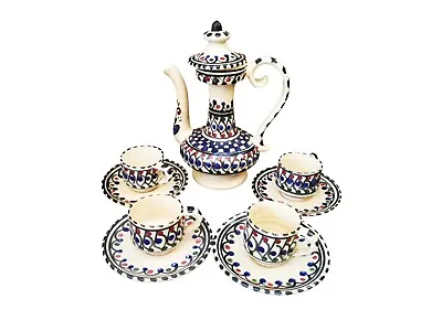 Buy Vintage Moroccan Pottery Tea Pot And Cups And Saucers Hand Painted Possibly Safi • 34.99£