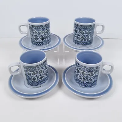 Buy Hornsea Tapestry Coffee Cups & Saucers Blue Green Vintage England Set Of 4 • 24£
