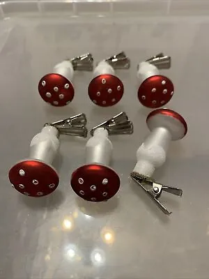 Buy Toadstool Mushroom Christmas Clip On Mini Ornament Decoration Set 6  • 5.99£