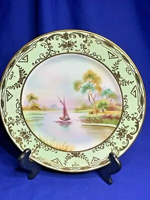 Buy Antique Noritake Nippon China Hand Pained Scenic Sailboat Plate • 33.15£