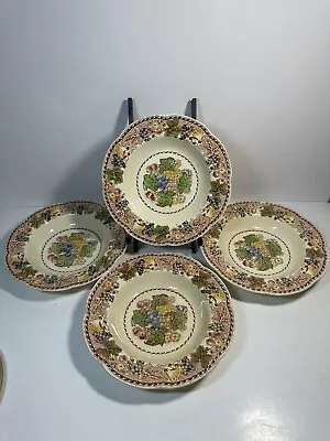 Buy Antique Woods Burslem English China Hyde Pattern 8 In Soup Bowls Set Of 4 • 21.31£