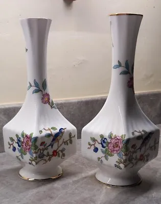Buy AYNSLEY Fine English Bone China 'Pembroke' Design, Pair Of Bud Vases. Perfect. • 6£