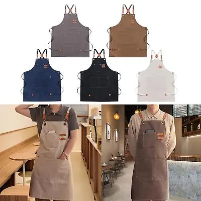 Buy Canvas Apron With Large Pockets Chef Apron For Pottery Woodworking Painting • 18.10£