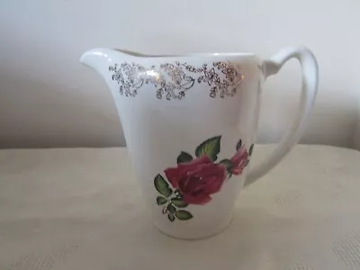Buy Vintage Retro Lord Nelson Pottery Breakfast Jug Vase Red Roses Gold Border 15cm • 11.99£