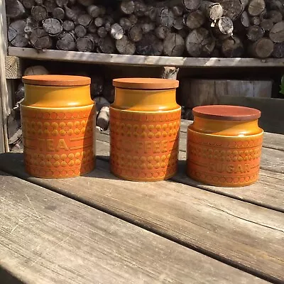 Buy Vintage Hornsea Saffron Tea Coffee Sugar Storage Canisters Jars 1970s • 30£