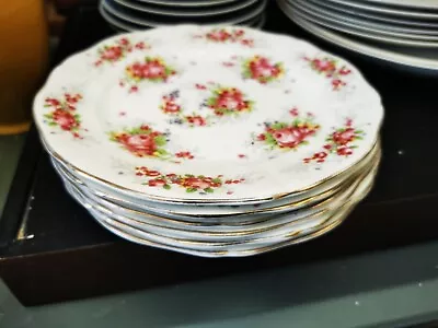 Buy Imperial China Vintage Dessert Plates Pink Roses Chintzy X 6 22k Gold  Rim 20cms • 29.99£