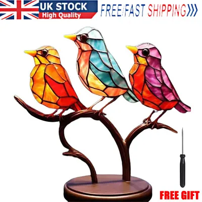 Buy Similar Stained Glass Birds On Branch Desktop Ornaments Double Sided Flat • 8.99£