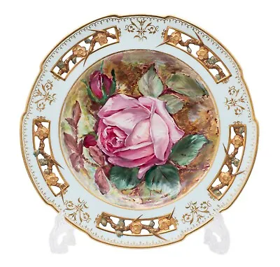 Buy Antique Wedgwood Hand Painted & Pierced Aesthetic Plate With Rose By Dean C1880 • 245£